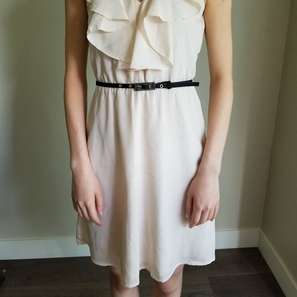 Cream Frilled Summer Dress with or without Belt - Picture 2 of 4